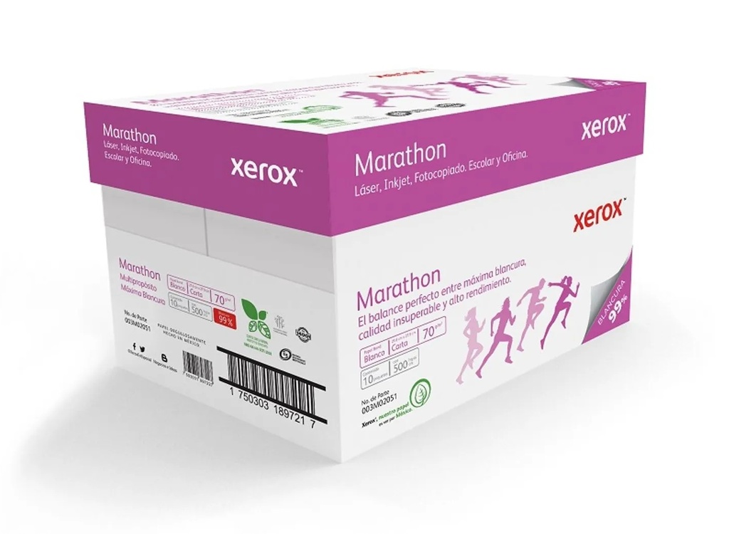 PAPEL BOND BLANCO T/CARTA MARATHON  70G/M2 99% DE BLANCURA CAJA CON 10 PAQUETESDE 500 HOJAS 8.5X11" (216X279MM)