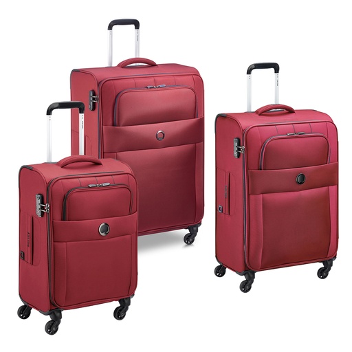 [00390698504] Set de Maletas Delsey CUZCO 55cm, 68cm y 78cm Color Rojo
